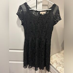 Monteau black lace dress elastic waist large